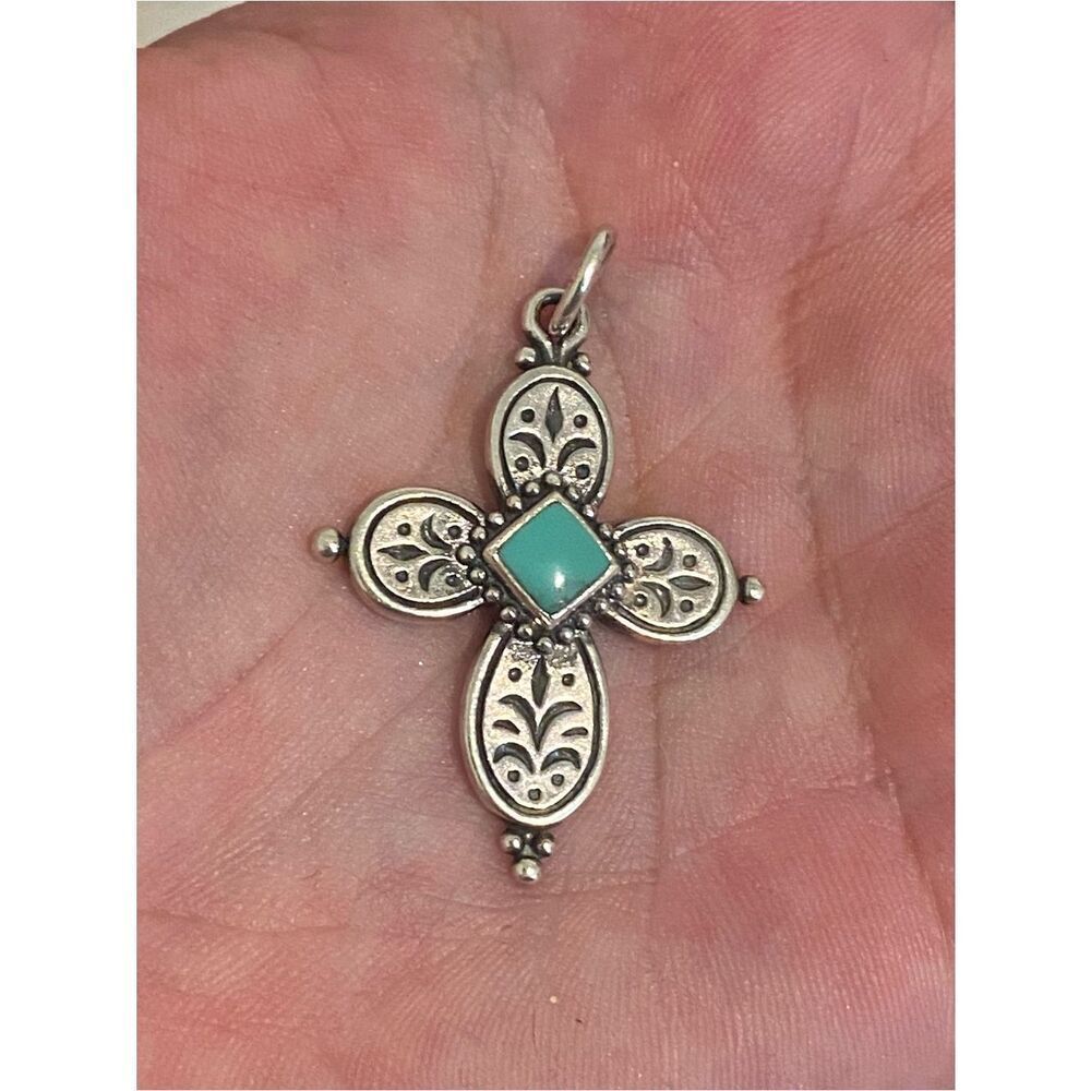 NWT James Avery Retired Festive Beaded Cross With Turquoise